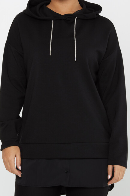 Women's Sweatshirt Hooded Black - 17750 | KAZEE - Thumbnail