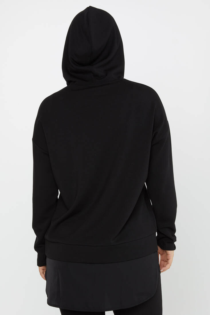 Women's Sweatshirt Hooded Black - 17750 | KAZEE