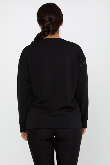 Women's Sweatshirt Self-Woven Black - 17850 | KAZEE - Thumbnail