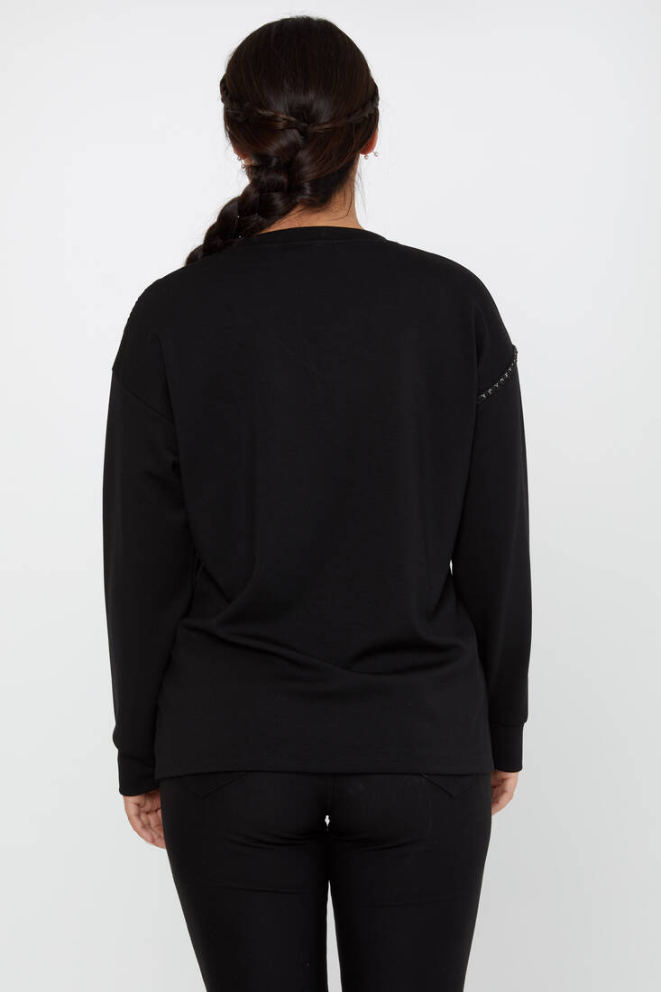 Women's Sweatshirt Self-Woven Black - 17850 | KAZEE