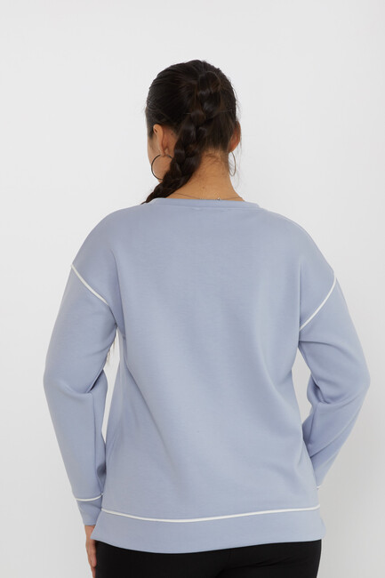 Women's Sweatshirt Slit Stripe Detail Blue - 17790 | KAZEE - Thumbnail