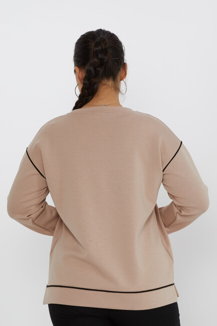 Women's Sweatshirt Slit Stripe Detail Mink - 17790 | KAZEE - Thumbnail