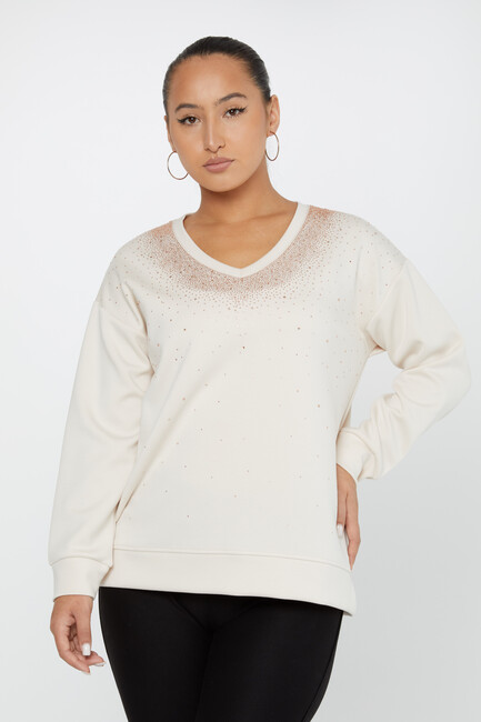 Women's Sweatshirt Stoned Long Sleeve Stone - 79983| KAZEE - Thumbnail