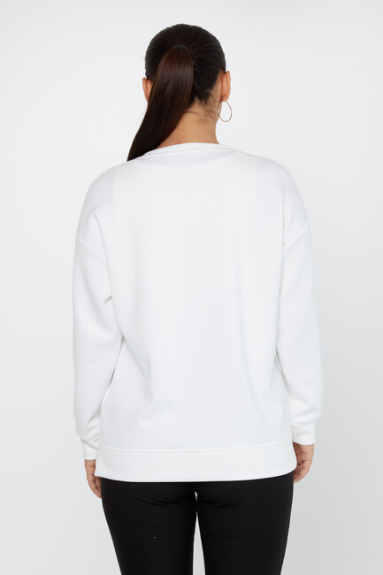 Women's Sweatshirt Stoned Long Sleeve Ecru - 79983 | KAZEE - Thumbnail