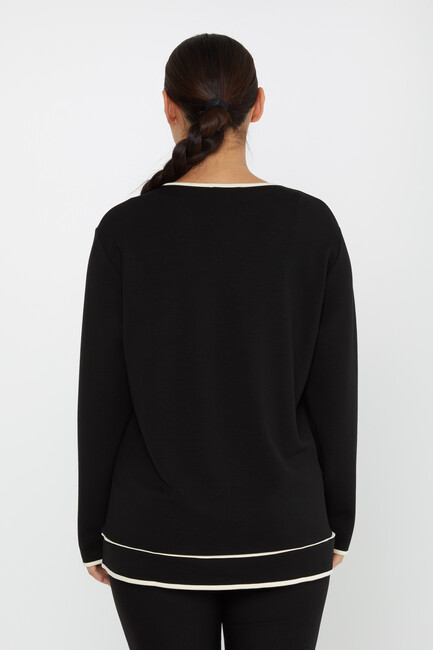 Women's Sweatshirt Slit Detail Black - 2236 | KAZEE - Thumbnail