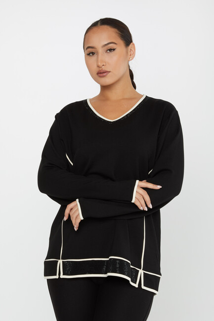 Women's Sweatshirt Slit Detail Black - 2236 | KAZEE - Thumbnail