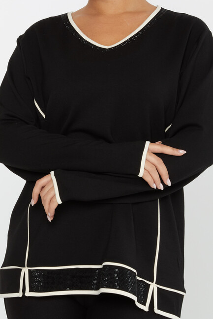 Women's Sweatshirt Slit Detail Black - 2236 | KAZEE - Thumbnail