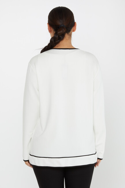 Women's Sweatshirt Slit Detail Ecru - 2236 | KAZEE - Thumbnail