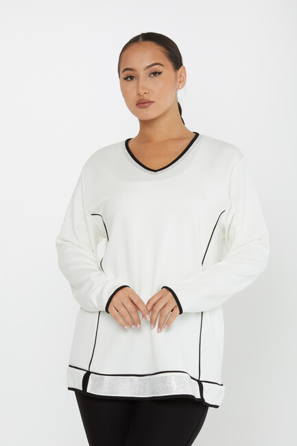 Women's Sweatshirt Slit Detail Ecru - 2236 | KAZEE - Thumbnail