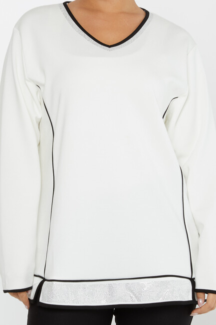 Women's Sweatshirt Slit Detail Ecru - 2236 | KAZEE - Thumbnail