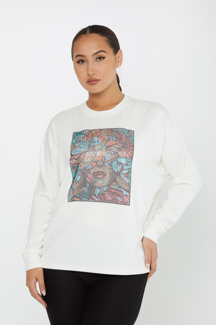 Women's Sweatshirt Stoned Women's Figure Ecru - 2247 | KAZEE - Thumbnail