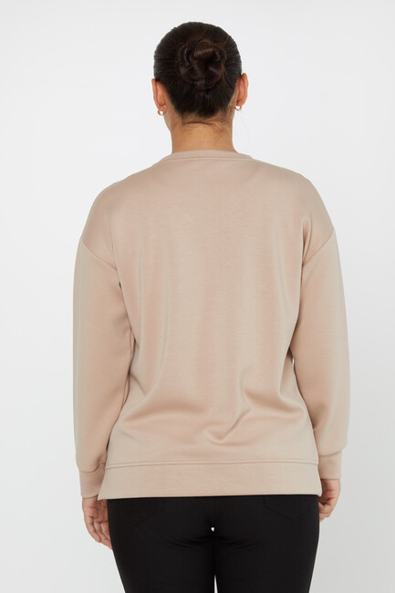 Women's Sweatshirt Stone Detail Beige - 17804 | KAZEE - Thumbnail