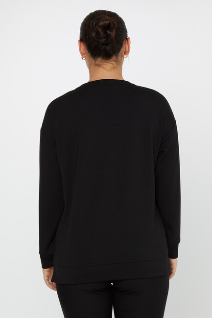 Women's Sweatshirt Stone Detail Black - 17804 | KAZEE - Thumbnail