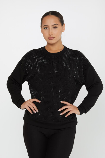 Women's Sweatshirt Stone Detail Black - 2239 | KAZEE - Thumbnail