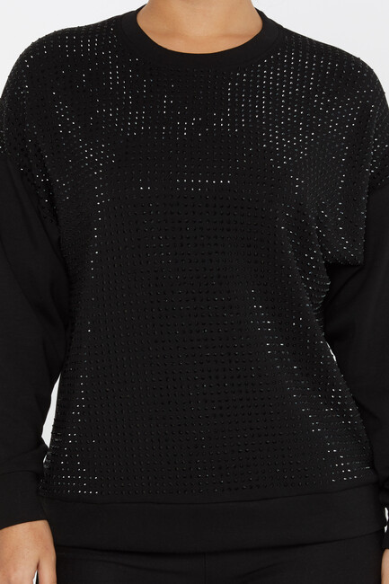 Women's Sweatshirt Stone Detail Black - 2239 | KAZEE - Thumbnail