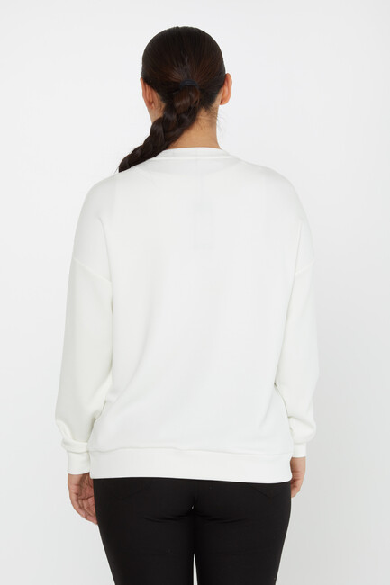 Women's Sweatshirt Stone Detailed Ecru - 2239 | KAZEE - Thumbnail