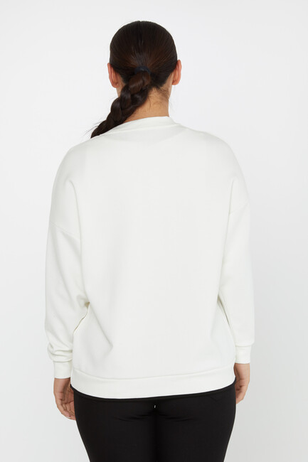 Women's Sweatshirt Stone Pocket Detail Ecru - 2235 | KAZEE - Thumbnail