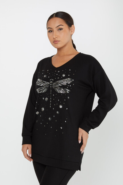 Women's Sweatshirt Stone Dragonfly Pattern Blue - 17800 | KAZEE - Thumbnail