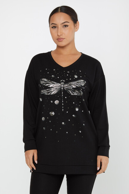 Women's Sweatshirt Stone Dragonfly Pattern Blue - 17800 | KAZEE - Thumbnail