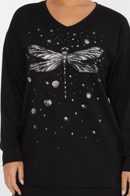 Women's Sweatshirt Stone Dragonfly Pattern Blue - 17800 | KAZEE - Thumbnail