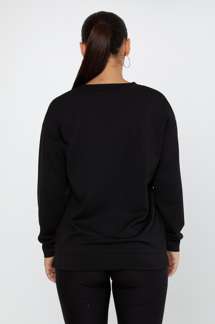 Women's Sweatshirt Stoned Long Sleeve Black - 79983 | KAZEE - Thumbnail