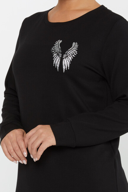 Women's Sweatshirt Stone Wing Pattern Black - 17853 | KAZEE - Thumbnail