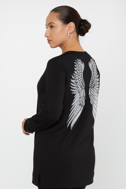 Women's Sweatshirt Stone Wing Pattern Black - 17853 | KAZEE - Thumbnail