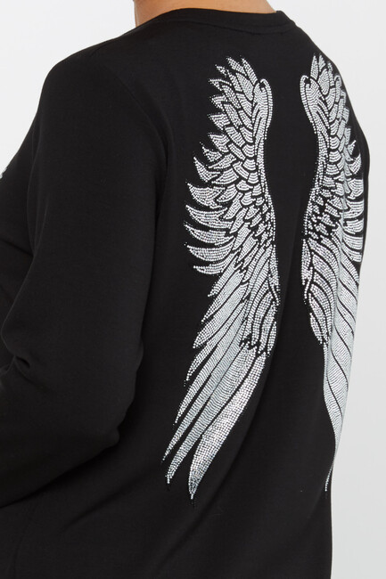 Women's Sweatshirt Stone Wing Pattern Black - 17853 | KAZEE - Thumbnail