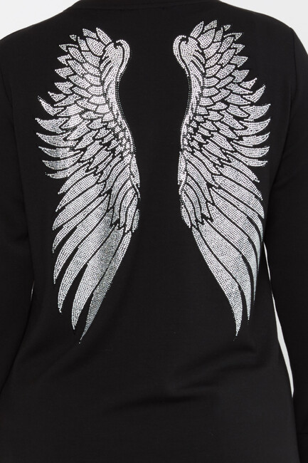 Women's Sweatshirt Stone Wing Pattern Black - 17853 | KAZEE - Thumbnail