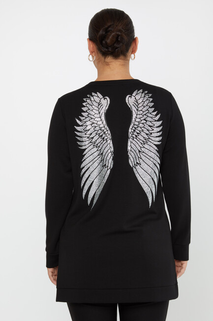 Women's Sweatshirt Stone Wing Pattern Black - 17853 | KAZEE - Thumbnail