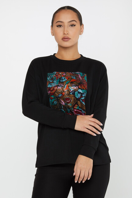 Women's Sweatshirt Stoned Women's Figure Black - 2247 | KAZEE - Thumbnail