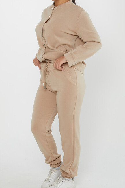 Women's Tracksuit Button Detail Beige - 17624 | KAZEE - Thumbnail