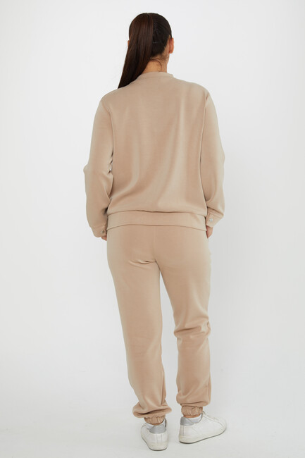 Women's Tracksuit Button Detail Beige - 17624 | KAZEE - Thumbnail