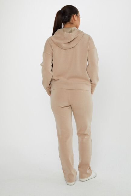 Women's Tracksuit Button Detail Beige - 17627 | KAZEE - Thumbnail