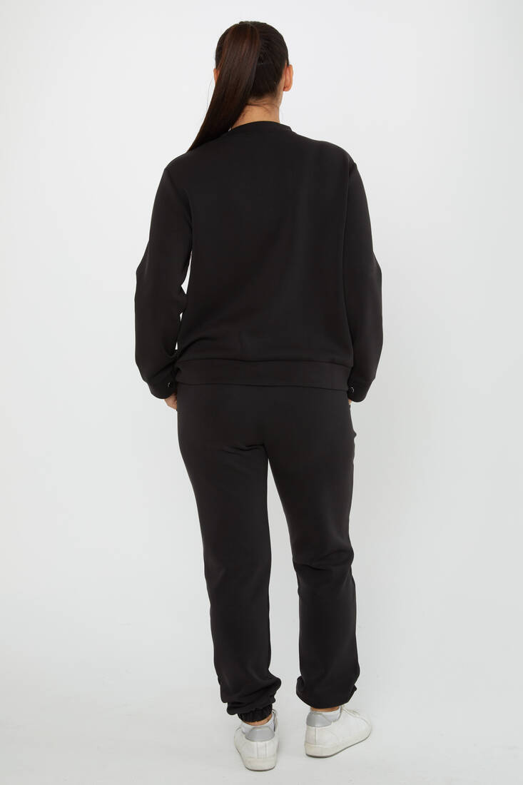 Women's Tracksuit Button Detail Black - 17624 | KAZEE