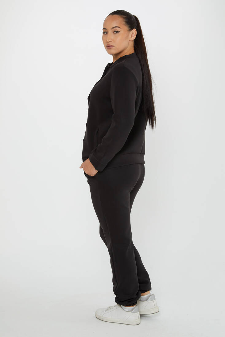 Women's Tracksuit Button Detail Black - 17624 | KAZEE