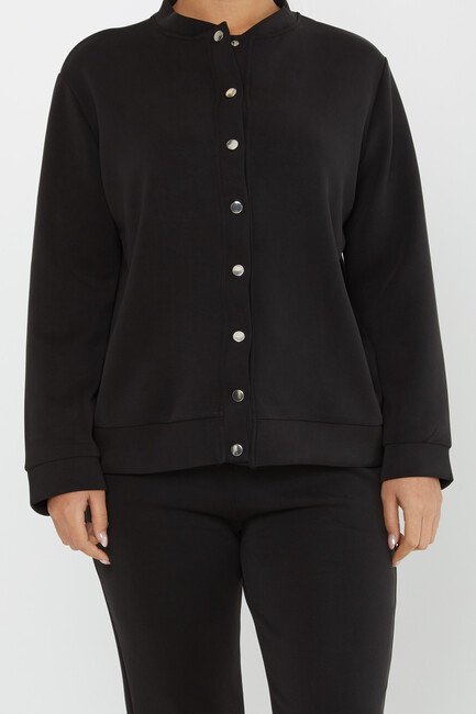 Women's Tracksuit Button Detail Black - 17624 | KAZEE - Thumbnail