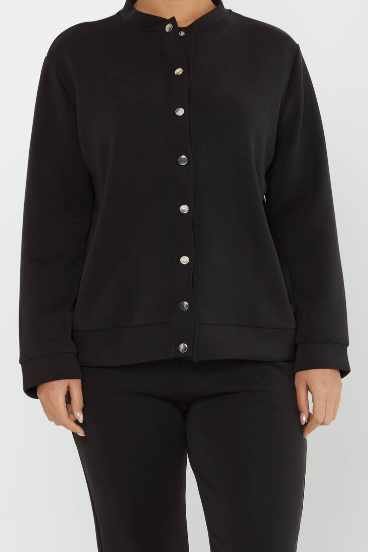 Women's Tracksuit Button Detail Black - 17624 | KAZEE