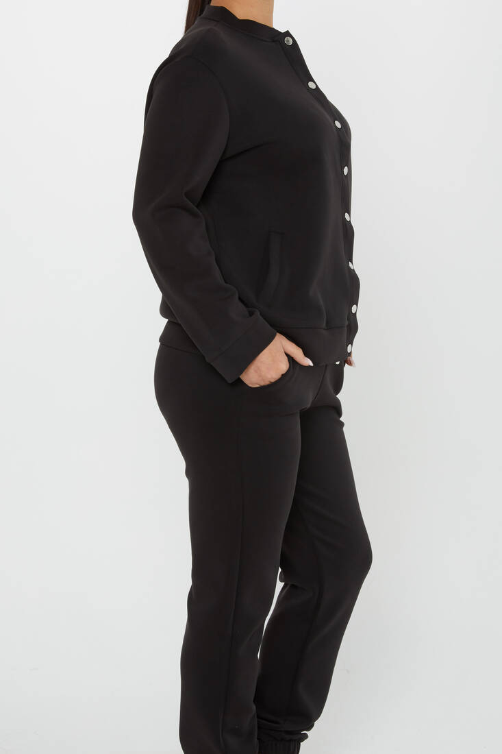 Women's Tracksuit Button Detail Black - 17624 | KAZEE