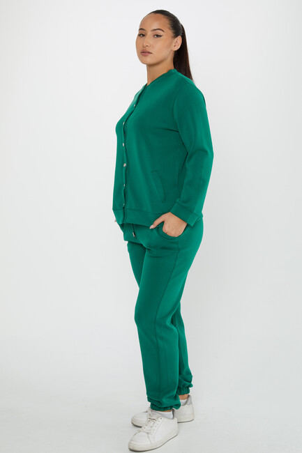 Women's Tracksuit Button Detail Green - 17624 | KAZEE - Thumbnail