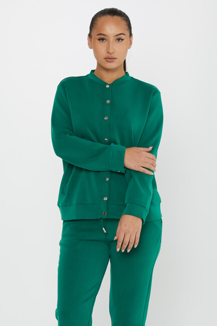 Women's Tracksuit Button Detail Green - 17624 | KAZEE - Thumbnail