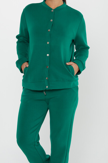 Women's Tracksuit Button Detail Green - 17624 | KAZEE - Thumbnail