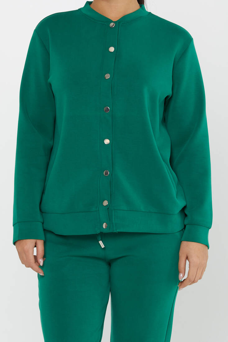 Women's Tracksuit Button Detail Green - 17624 | KAZEE