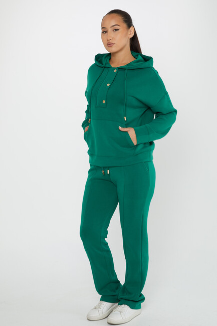 Women's Tracksuit Button Detail Green - 17627 | KAZEE - Thumbnail