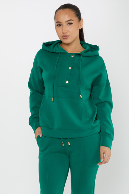 Women's Tracksuit Button Detail Green - 17627 | KAZEE - Thumbnail