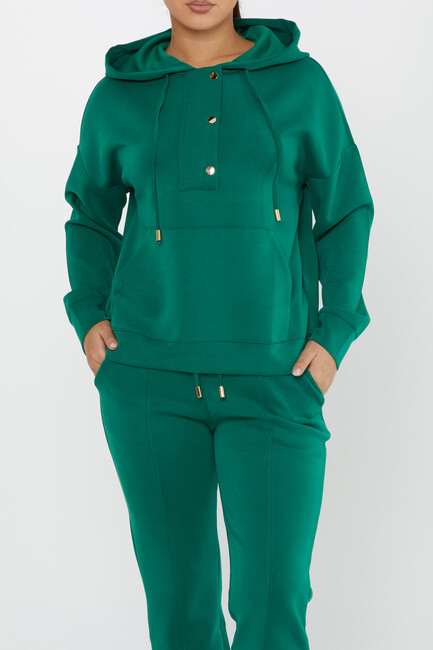 Women's Tracksuit Button Detail Green - 17627 | KAZEE - Thumbnail