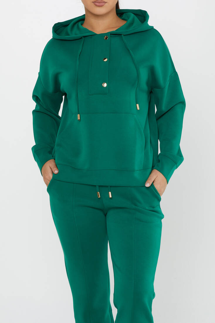 Women's Tracksuit Button Detail Green - 17627 | KAZEE