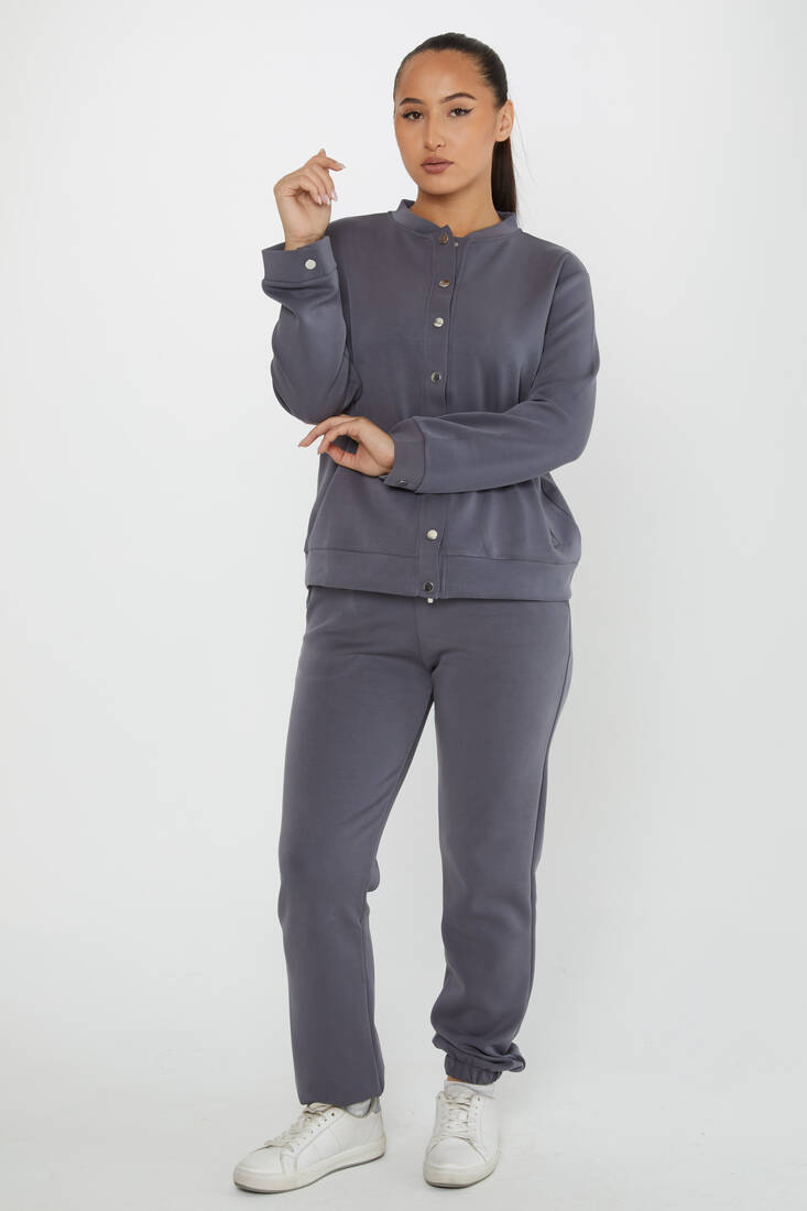 Women's Tracksuit Button Detail Gray - 17624 | KAZEE