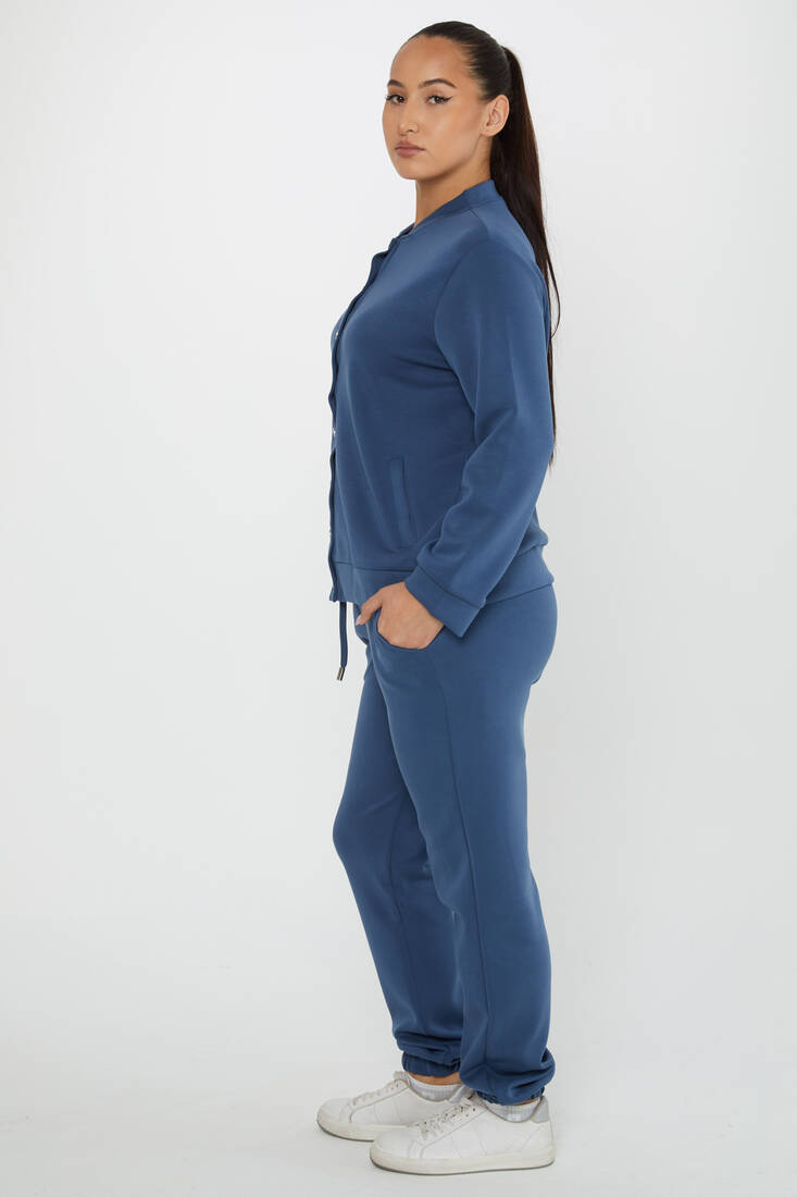 Women's Tracksuit Button Detail Indigo - 17624 | KAZEE