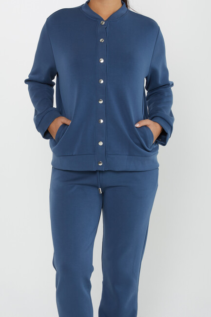 Women's Tracksuit Button Detail Indigo - 17624 | KAZEE - Thumbnail